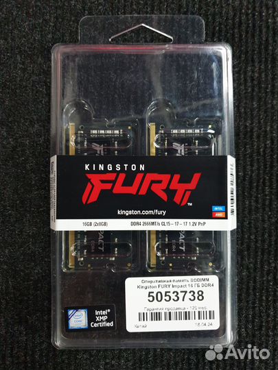 SO-dimm DDR4 Kingston fury Impact 2x8Gb 2666MHz CL