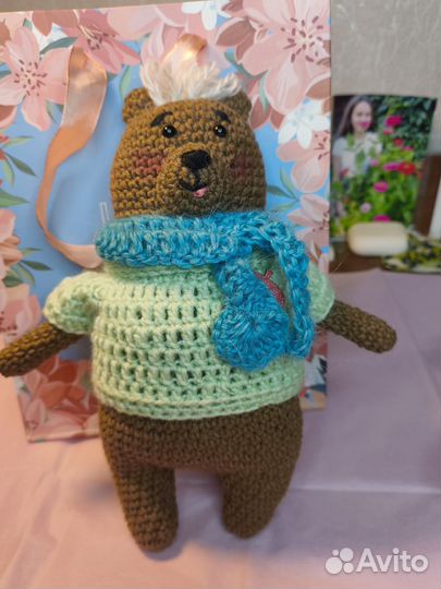 Медвежонок вязаный из хлопка