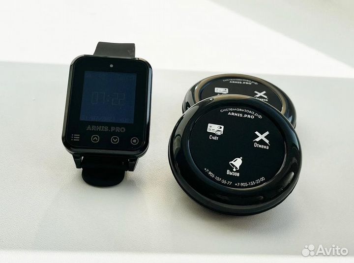 Беспроводная кнопка вызова официанта и часы