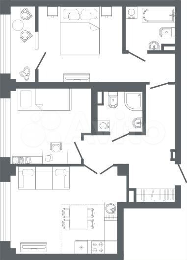 2-к. квартира, 77,6 м², 21/22 эт.