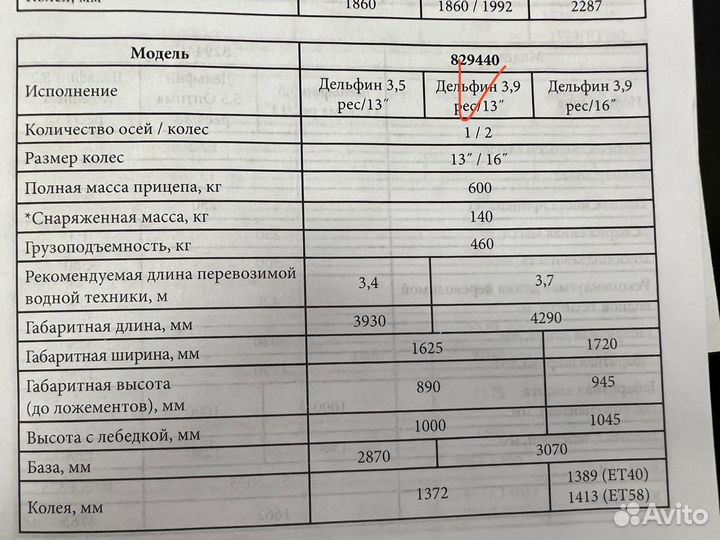 Лодочный прицеп Трейлер Дельфин 3,9