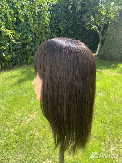 Накладка из натуральных волос с челкой