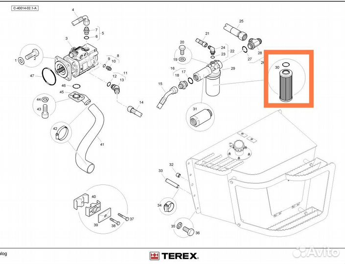 Гидравлический фильтр Terex 840, Mecalak 890, 870