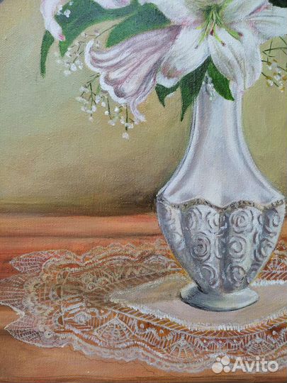 Картина маслом на холсте Натюрморт с цветами