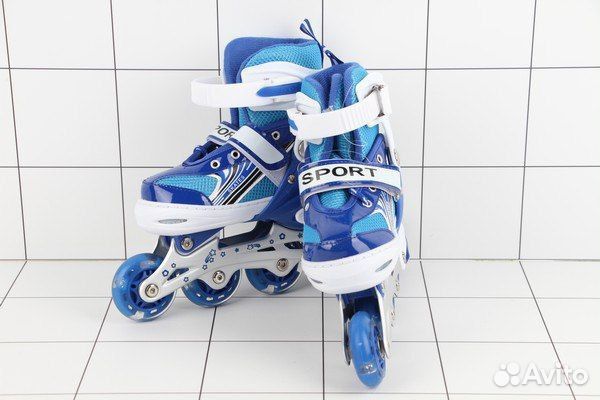 Ролики раздвижные голубые (31 - 34)