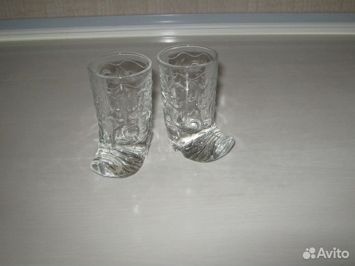 Хрустальные рюмки стопки Сапожки СССР Цена за две