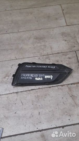 Решетка в бампер левая Volvo Xc60 С 2017 Года