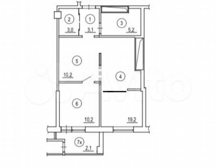 Своб. планировка, 55 м², 3/22 эт.