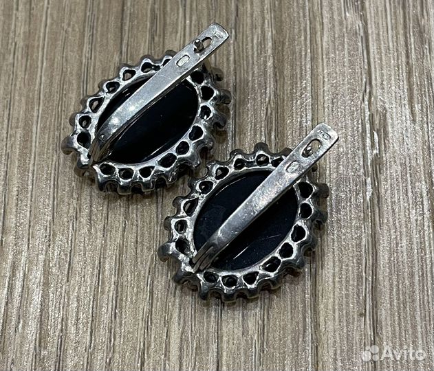 Серебряные серьги камея, перламутр