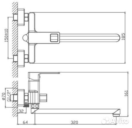 Смеситель для ванны Haiba hb22615 Хром