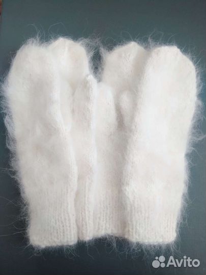 Пуховые варежки кролик