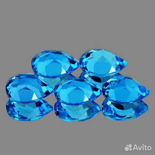 Топаз натуральный 4,16Ct 5шт 7х5мм Swiss Blue pear