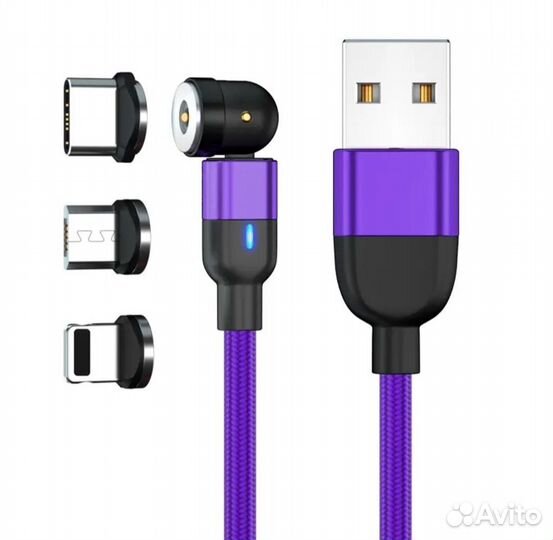 Магнитный поворотный USB кабель зарядки iPhone
