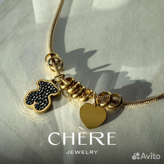 Колье с подвеской мишка в эстетике Tous