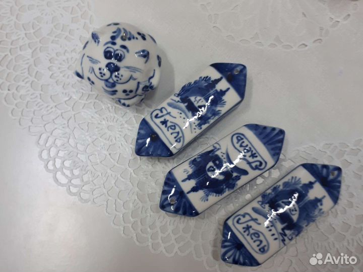 Птица елочная игрушка гжель