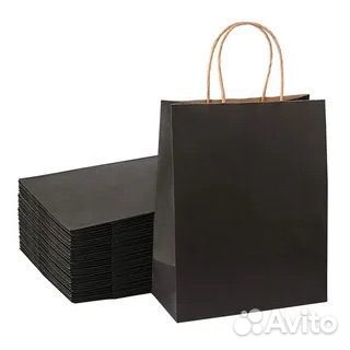 Крафт пакеты с ручками черные