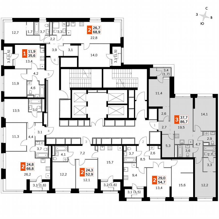 3-к. квартира, 87,5 м², 29/29 эт.