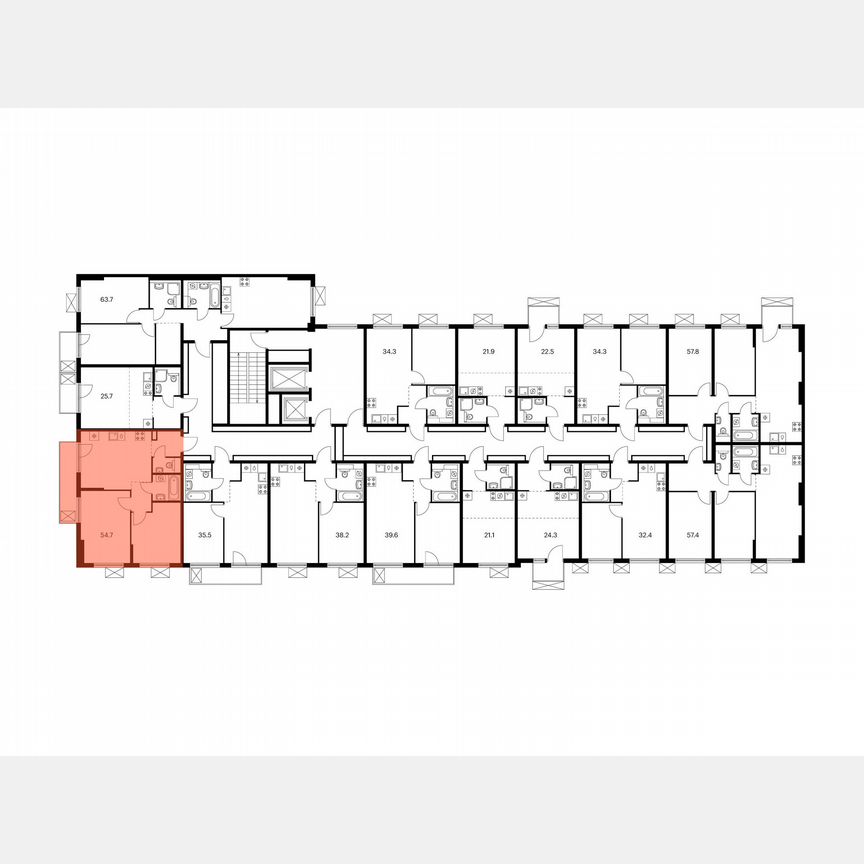 2-к. квартира, 54,7 м², 4/9 эт.