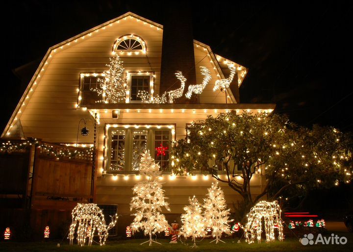 Украшение домов гирляндами / Подсветка / Освещение