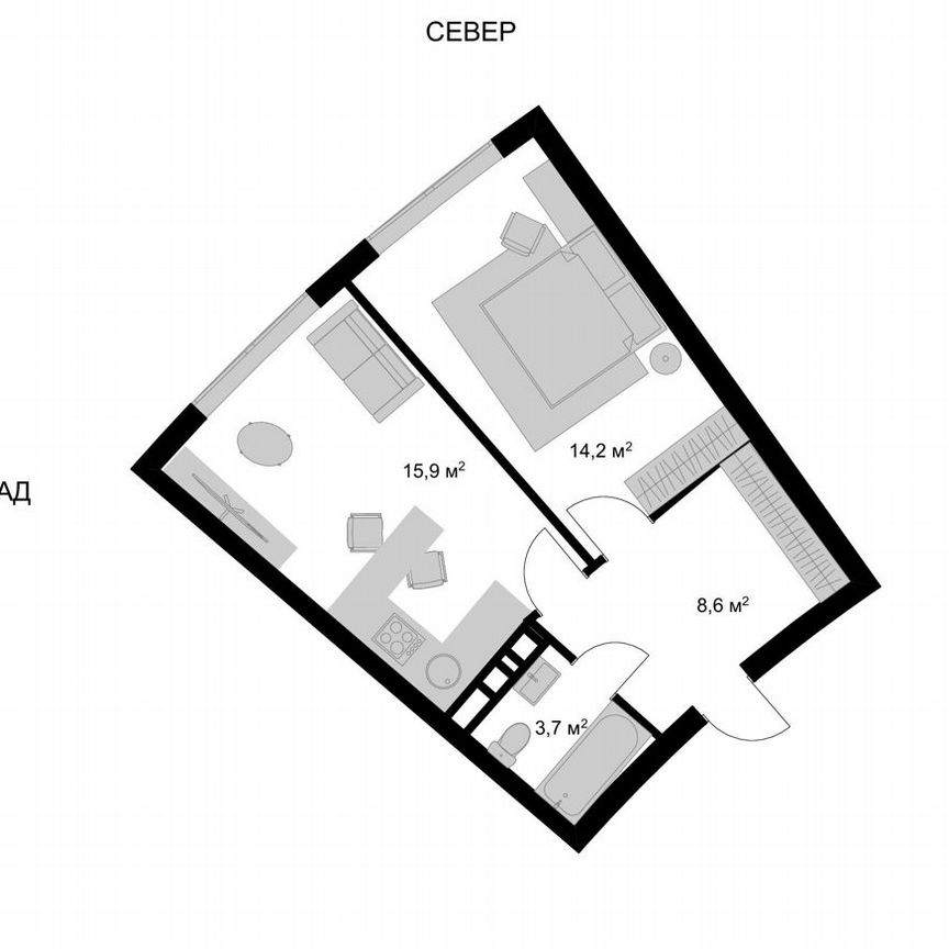 Квартира-студия, 42,4 м², 16/17 эт.