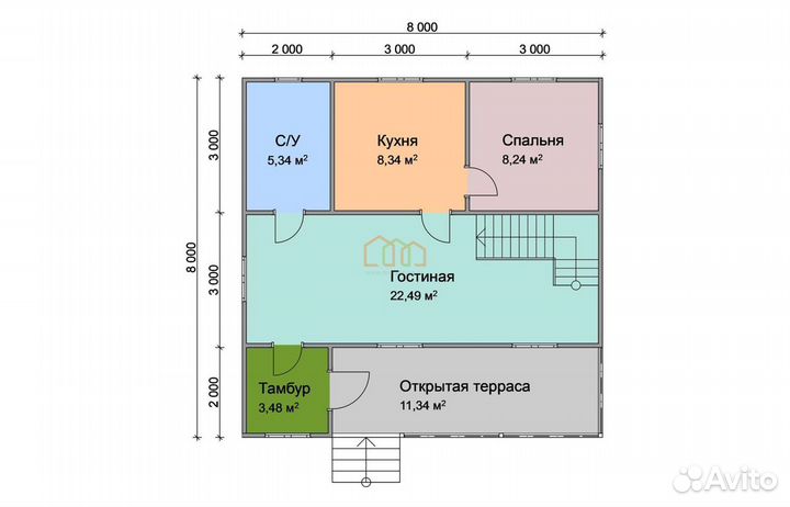 Каркасный дом с террасой 100м2