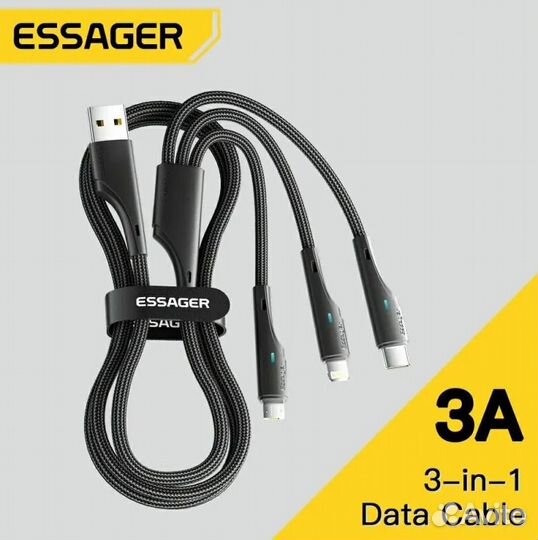 Зарядный кабель Essager 3 в 1, универсальный, 1.2