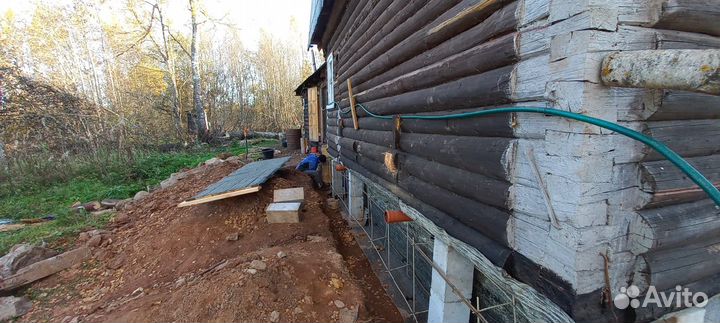 Демонтаж фундамента Подъем дома Замена венцов, лаг