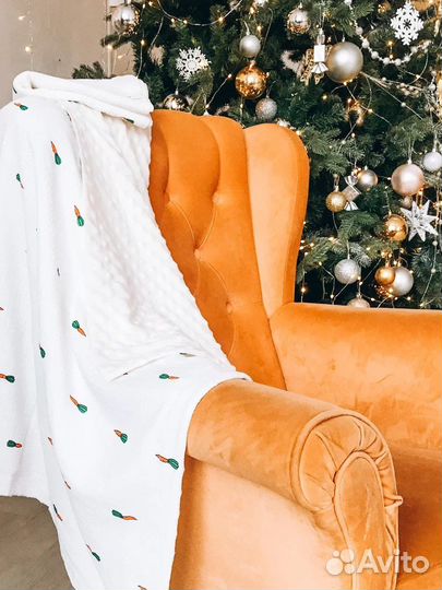 Плед и пеленка из муслина морковки