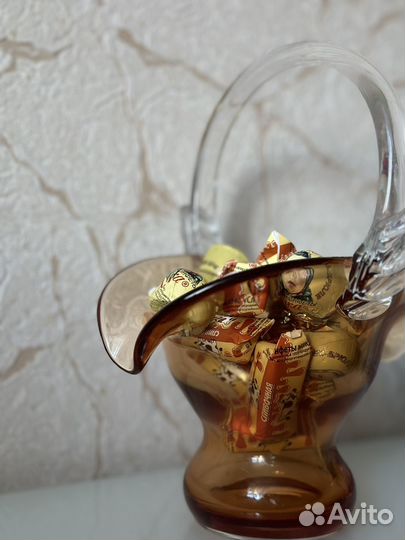 Ваза фруктовница конфетница СССР цветное стекло