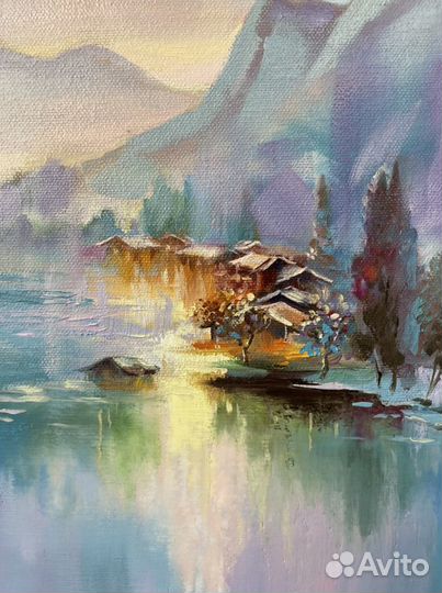 Картина маслом на холсте «Вьетнамская деревушка»