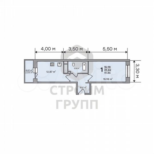1-к. квартира, 41,9 м², 8/19 эт.