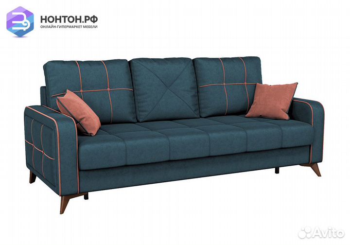 Диван тик-так Черри синий / коралловый