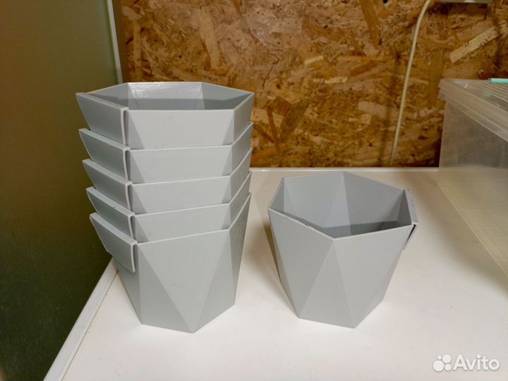 Кашпо, горшки, новые 6 шт, пластик