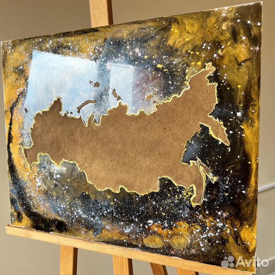 Картина-панно нефтью «Россия - нефть”