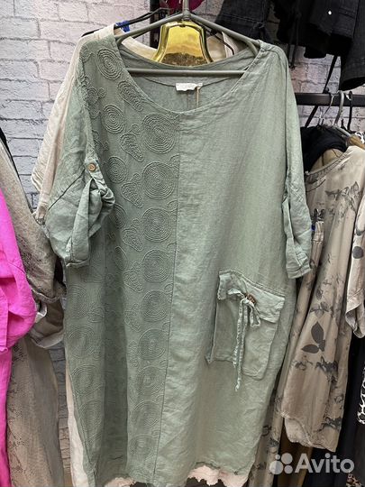 Платье лен италия до 58