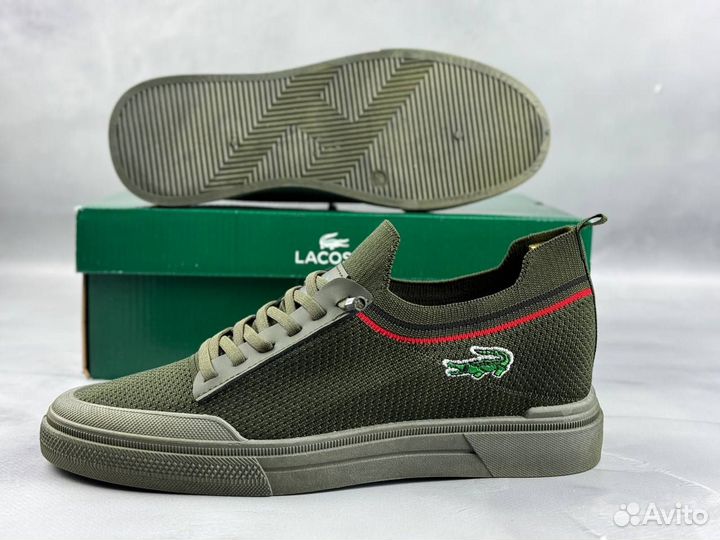 Мужские кеды Lacoste летние хаки 2.0