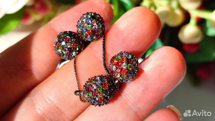 Длинные серьги гвоздики с пр камнями 9,58 гр, 925