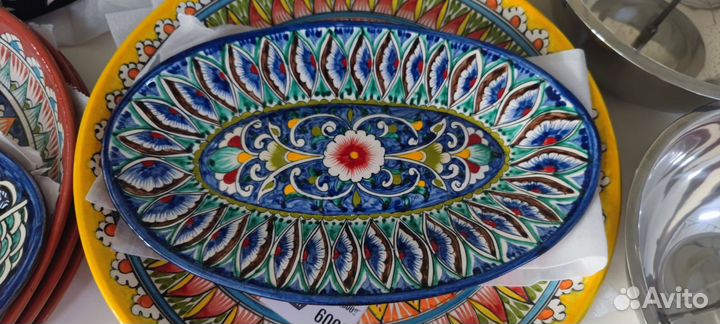 Салатник лодочка селедочница керамическая Узбекист