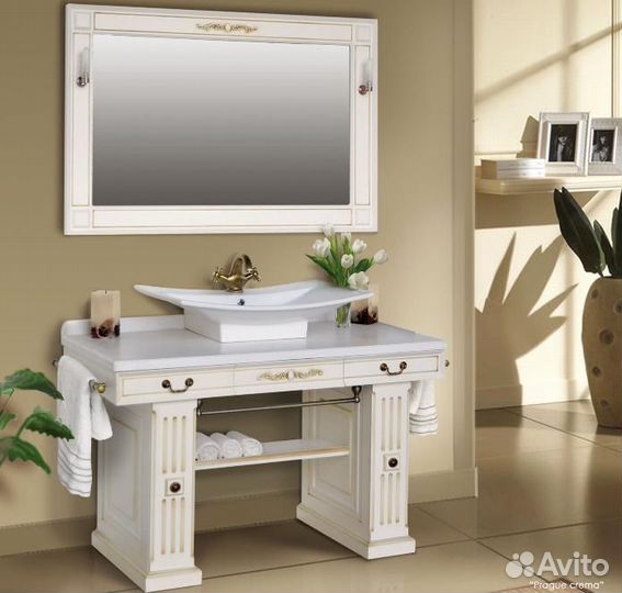 Зеркало Atoll Прага 120 слоновая кость,патина орех