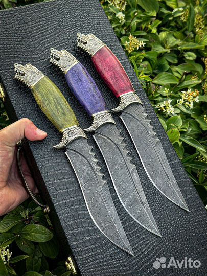Нож хищник из дамасской стали на подарок