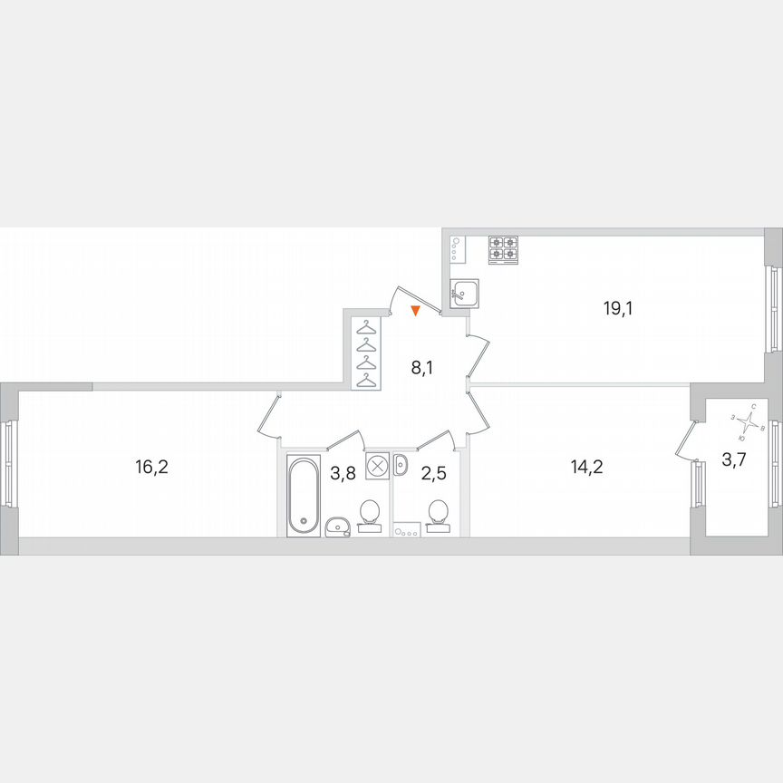 2-к. квартира, 65,8 м², 1/4 эт.