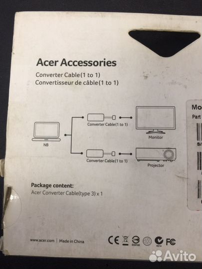 Переходник Apple и Acer для второго монитора