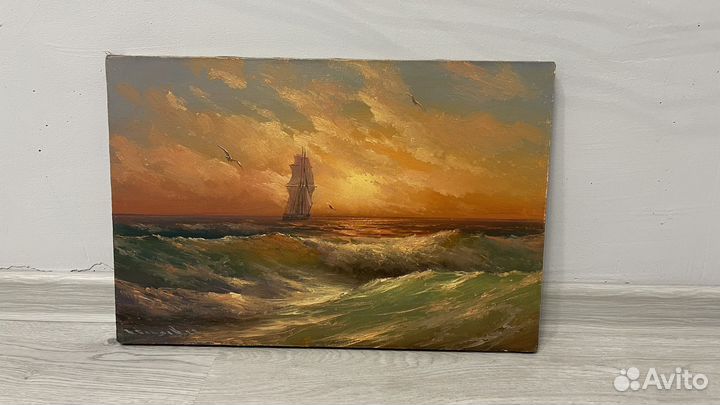 Картина маслом на холсте море Беляев