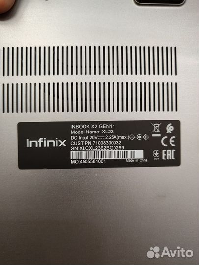 Ноутбук infinix i5-1155G7/8Gb/512Gb/Inbook X2 XL23