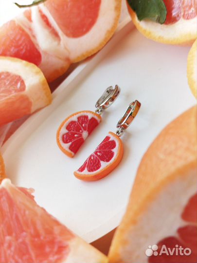 Серьги с дольками грейпфрута