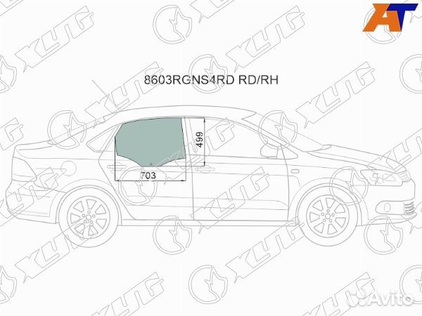 Стекло боковое опускное volkswagen polo