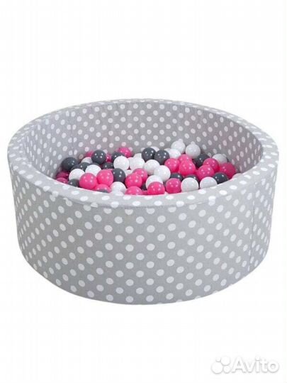 Сухие бассейны Bällebad Soft White Dots Grau#3535