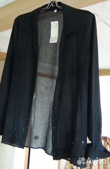 Чёрная лёгкая рубашка-блуза, р.38, торг