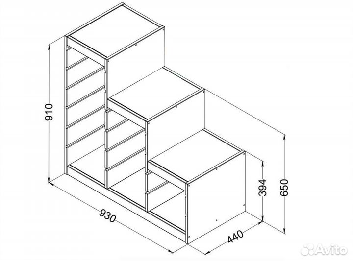 Стеллаж IKEA труфаст для игрушек лесенкой + 8 конт