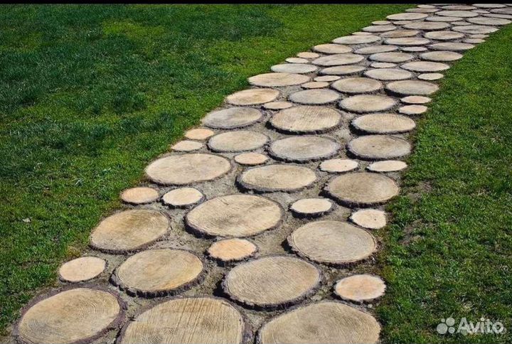 Торцевые спилы для дорожек, тротуарные пеньки